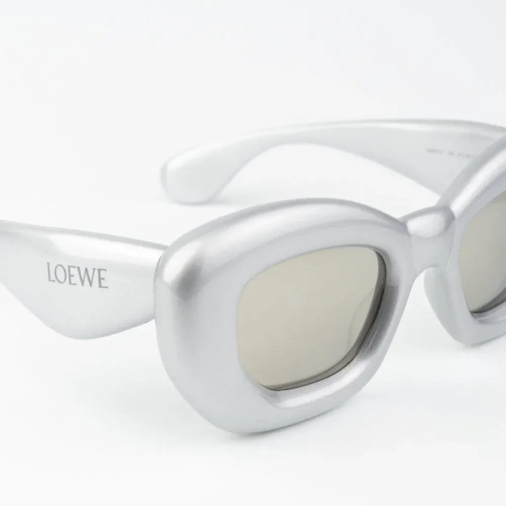 Loewe Sunglasses LW40117I 20C Metallized Silver Grey Smoke Mirror Cat Eye NEW